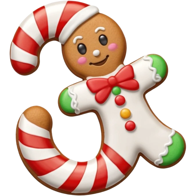 gingerbread cookie in candy cane shape emoji