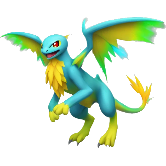 Colorful Neon Colors Flying Fakémon-Pokémon-Creature Full Body emoji