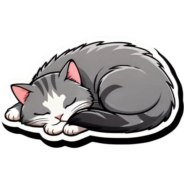 Grey cat sleeping  emoji