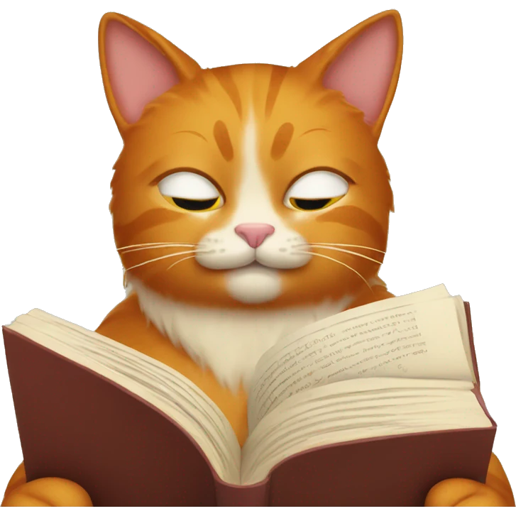 ginger cat reading a book of rules emoji