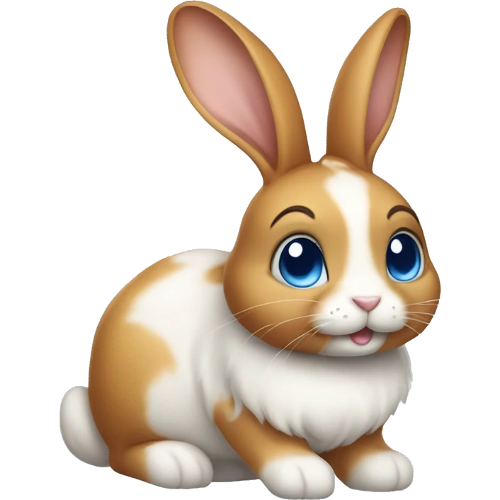 cute caramel and white rabbit, long ears up with blue eyes  emoji