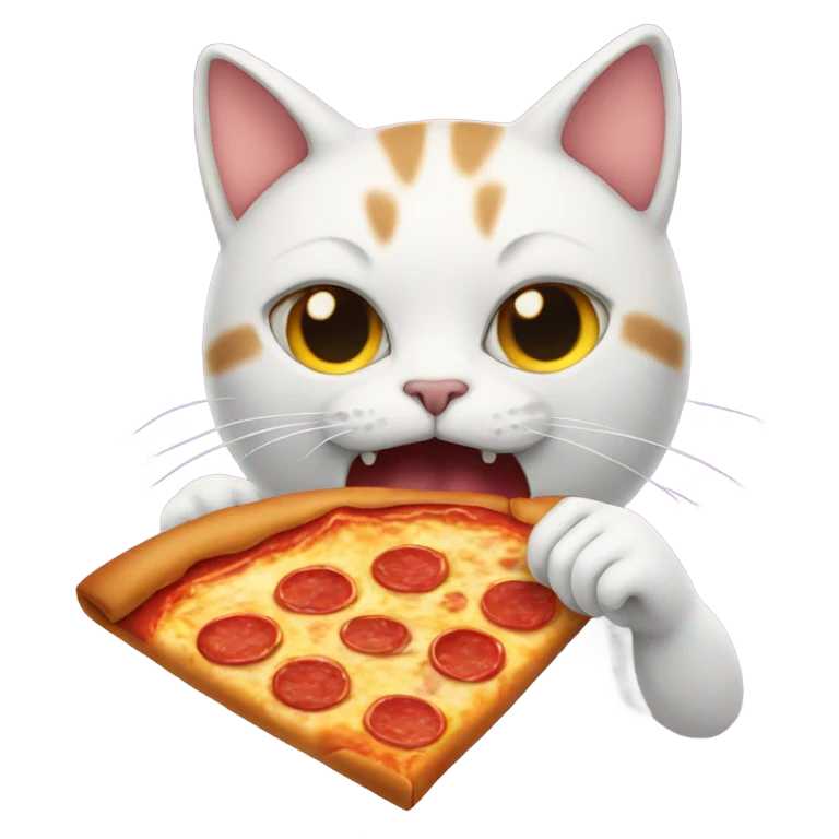 Cat eating pizza emoji
