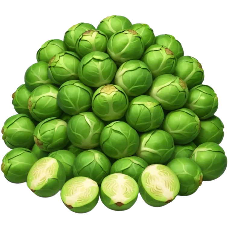 pile of brussel sprouts, green emoji
