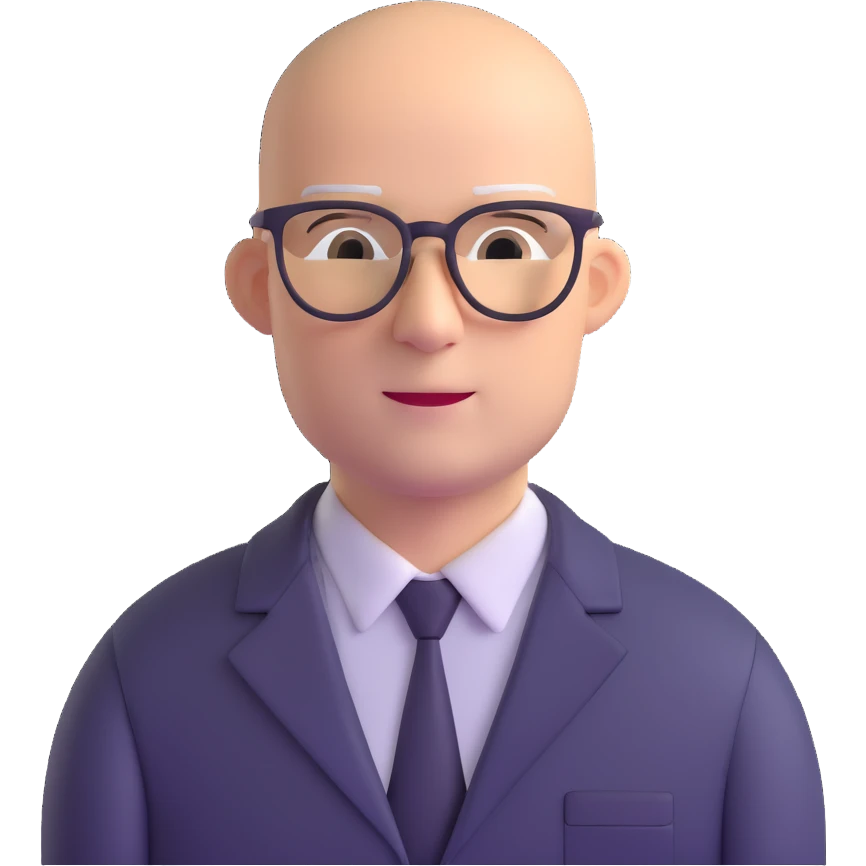 bald man with glasses, head glowing and shiny emoji