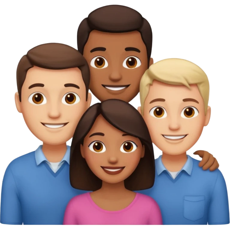 Un trouple : deux hommes  et une femme qui sont amoureux  ,  emoji