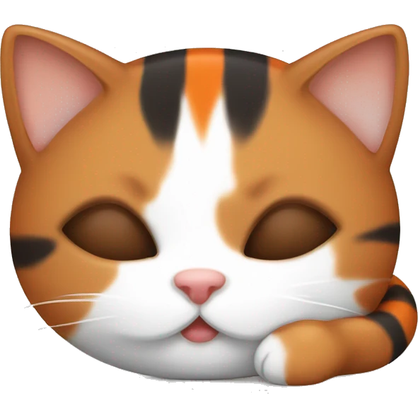Cute brown and orange and white and black kitten sleeping emoji