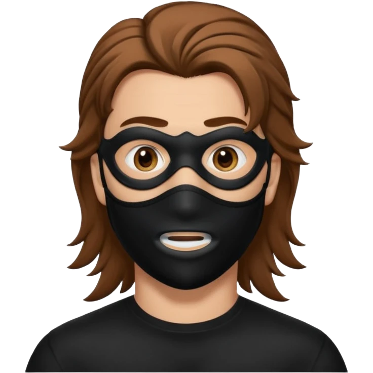 A guy with a brown mullet and a black mask over his mouth and nose emoji