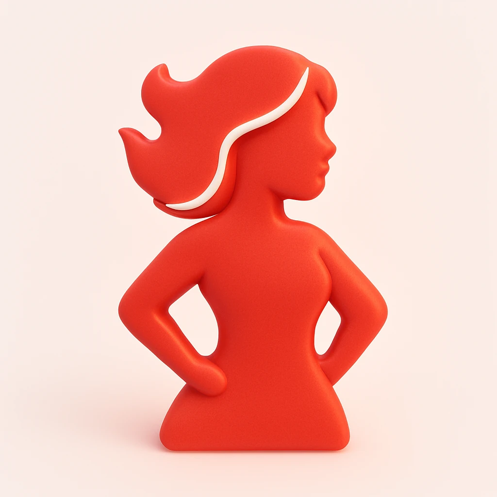 a red-hot woman, fiery and bold, interpretation 1 emoji