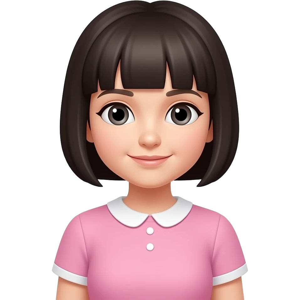 chica con vestido color rosa, de cabello oscuro y corto emoji