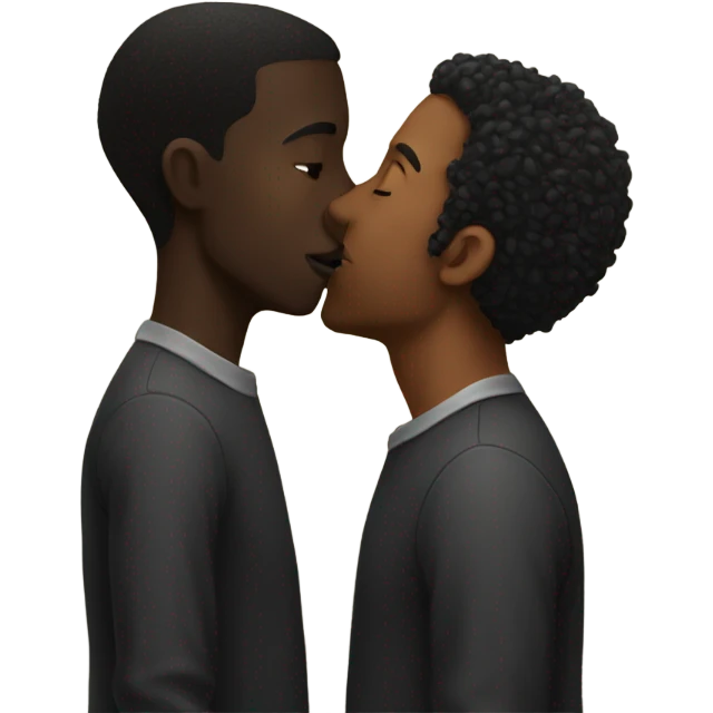 Black man kissing black man emoji