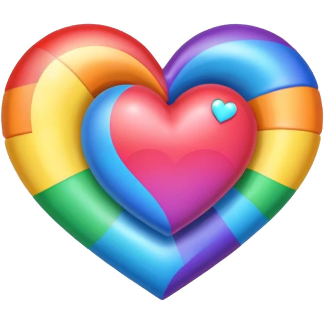 heart with a moon, rainbow bow with heart pattern on the bow emoji