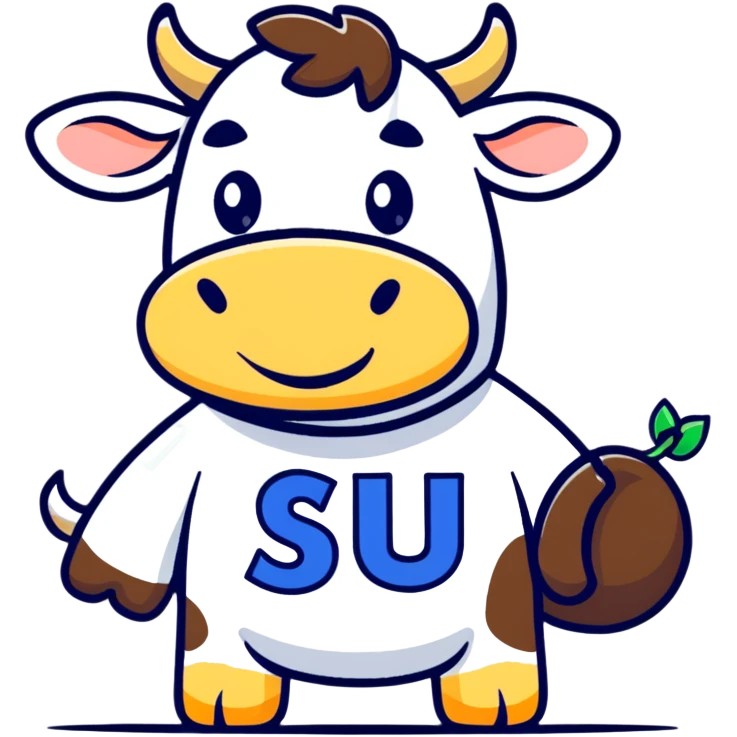cow wearing a t-shirt that says SJSU emoji