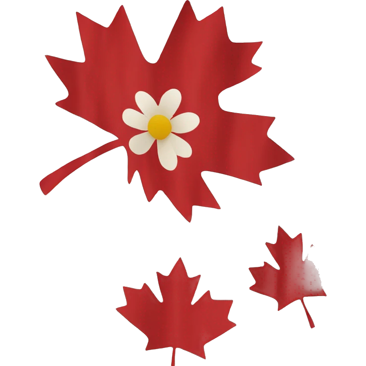 canada flag with ios red flower emoji emoji