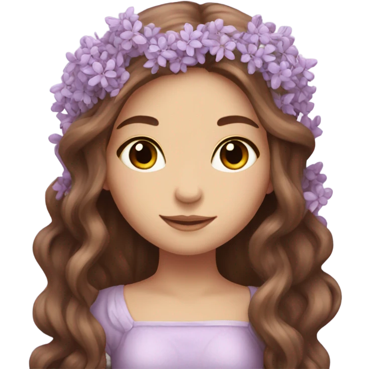 Beautiful lilac fairy long brown hair flowers emoji