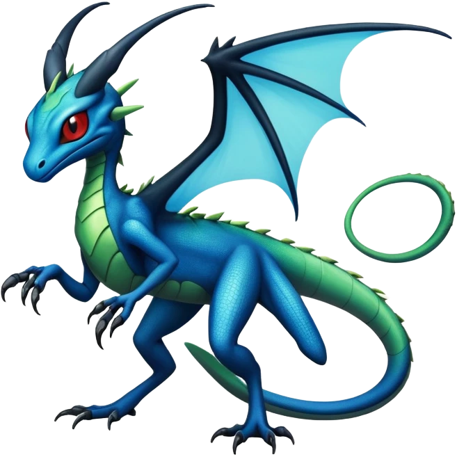 Cool Edgy black-blue ethereal badass Flygon-animal-creature full body emoji