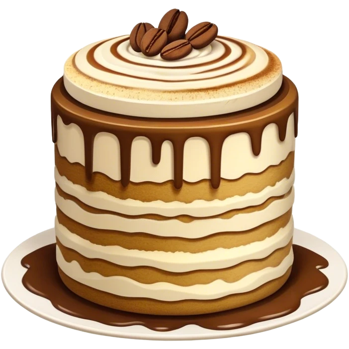 Tiramisu Cinematic Realistic Tiramisu Dessert Emoji, depicted as a delightfully messy, layered tiramisu with coffee-soaked sponge and mascarpone cream, rendered with rich textures and warm, indulgent lighting. emoji