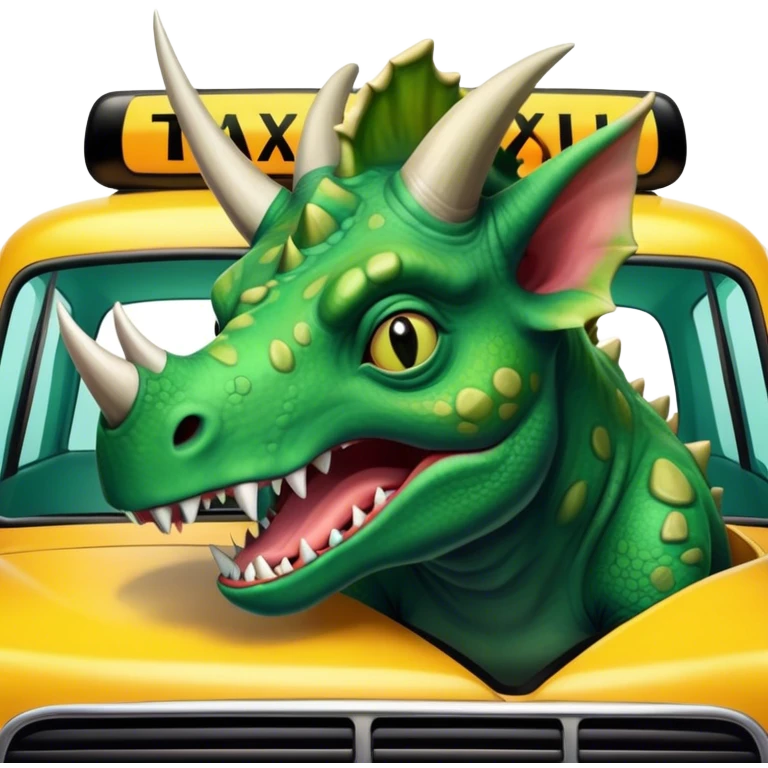 angry office triceratops in a taxi emoji