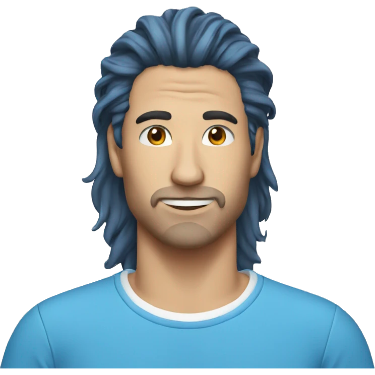 man hair blue and white t-shirt emoji
