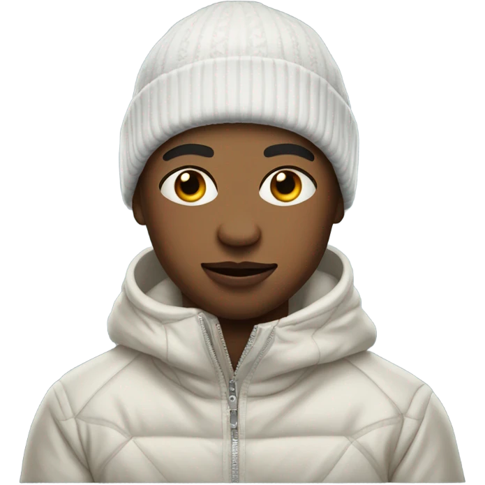 realistic portrait of boy wearing jewelry light skin with a ski mask on emoji