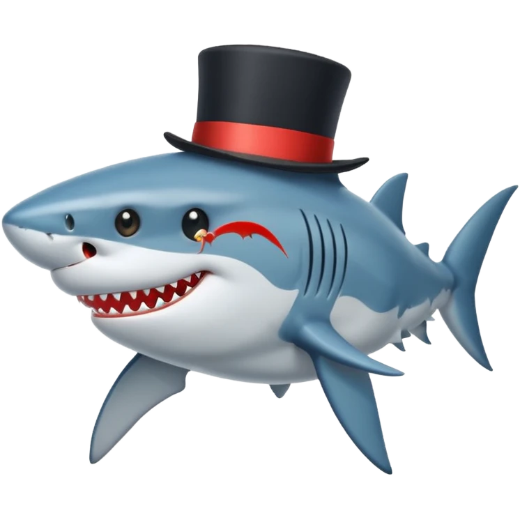 Shark with a top hat emoji