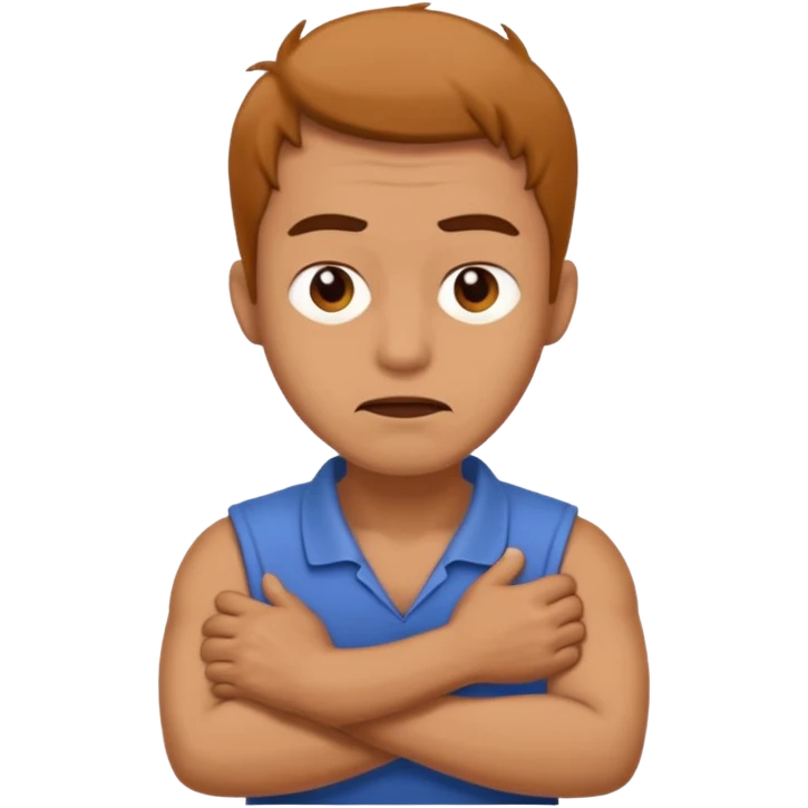 a mad holding his neck crossung arms emoji