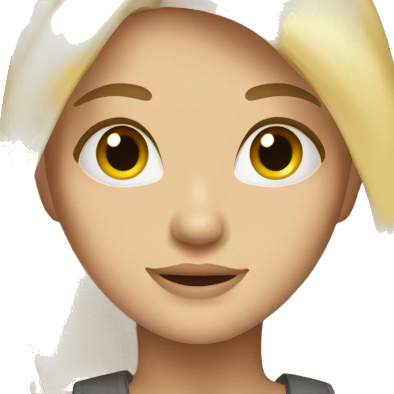 blonde hair gul and brown eyes, long hair  emoji