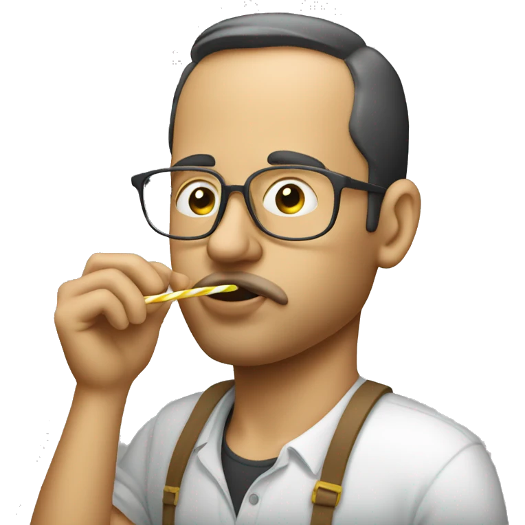 Man sniffing sugar with a straw emoji