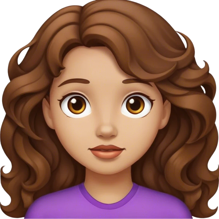 Girl with wavy brown hair and light skin  emoji