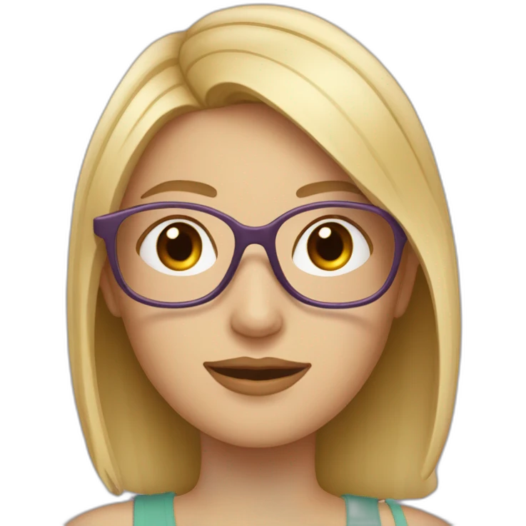 Une fille avec deux mèche blonde et des lunettes emoji