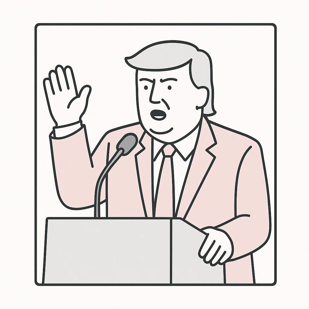 Donald Trump speaking at a rally emoji