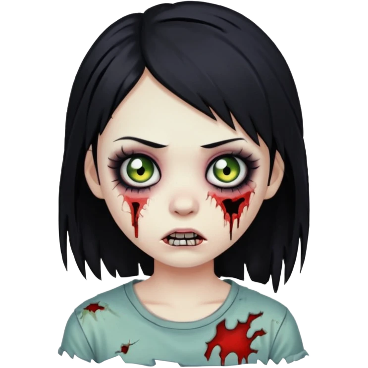girl zombie with black hair emo emoji  emoji