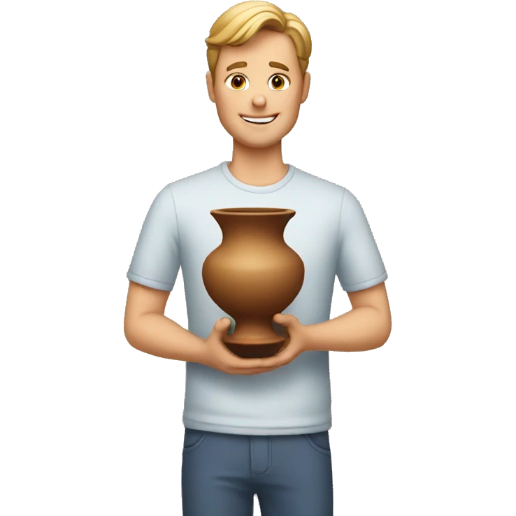 Mr George holding pottery  emoji