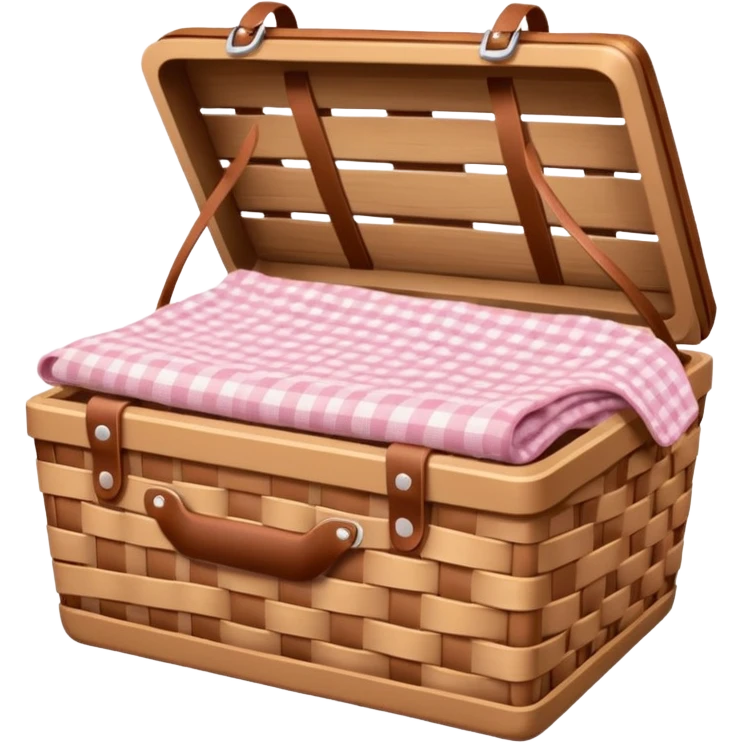 Picnic Basket With Light Pink Gingham Blanket emoji