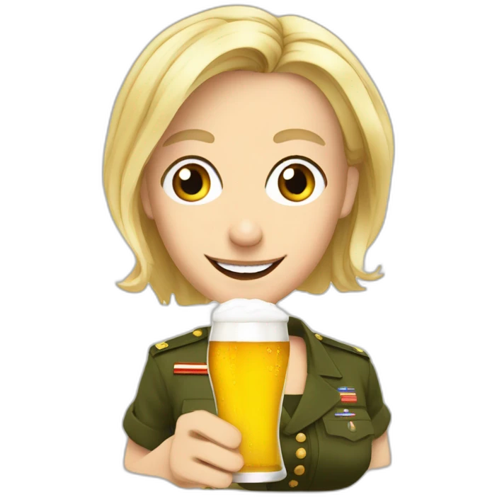 Marine lepen avec une bière emoji