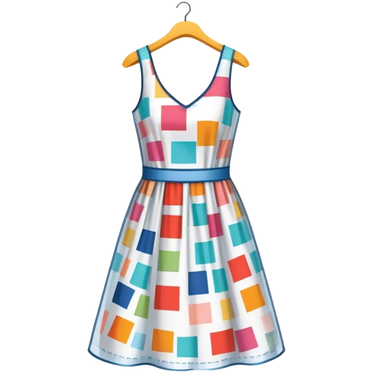 Icon for Fashion Design: a colorful and stylish dress pattern with measurements, a ruler, and a pencil. The icon should represent the creative process of clothing design and pattern drafting. Transparent background. emoji