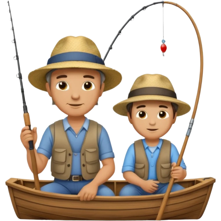 Father and son fishing on a boat emoji