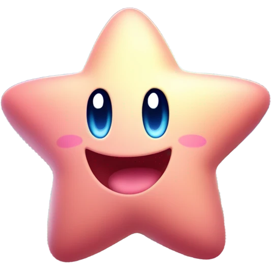 cute happy classic Kirby jumping on a star emoji