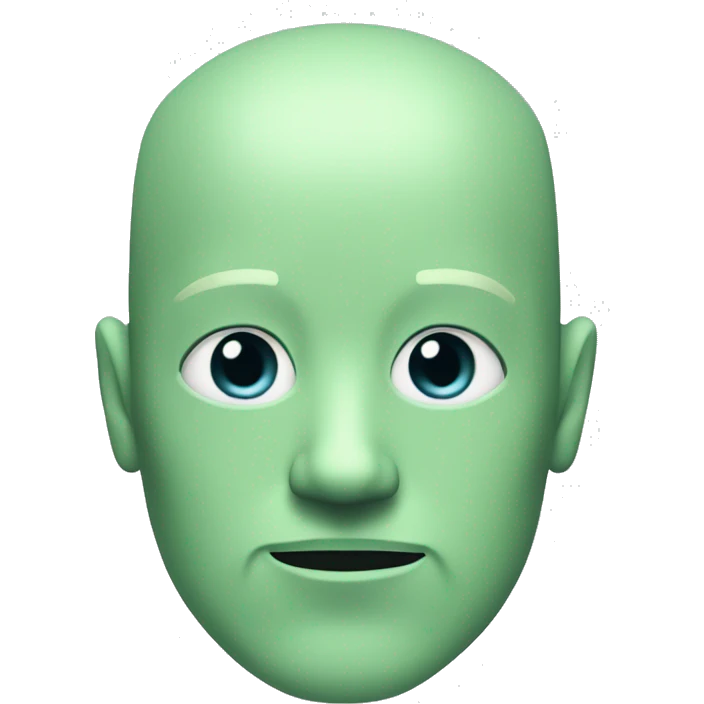 Pastel green bald male cyborg head with goatee emoji