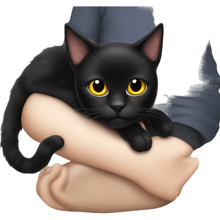 Black cat on lap emoji