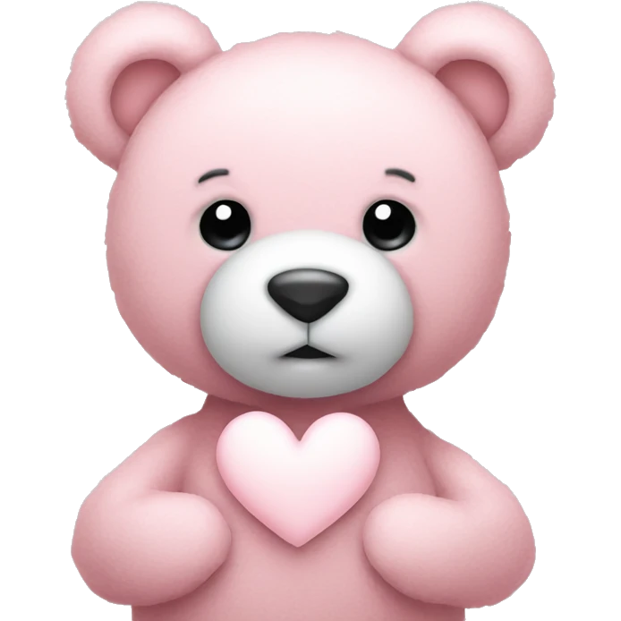 Light pink teddy bear with white heart emoji