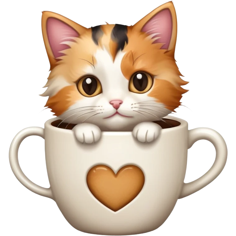 kitten sitting inside a coffee cup emoji