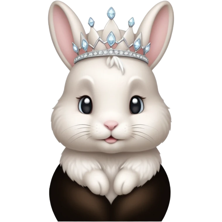 Rabbit King – fluffy white bunny with a small diamond tiara, standing
 emoji