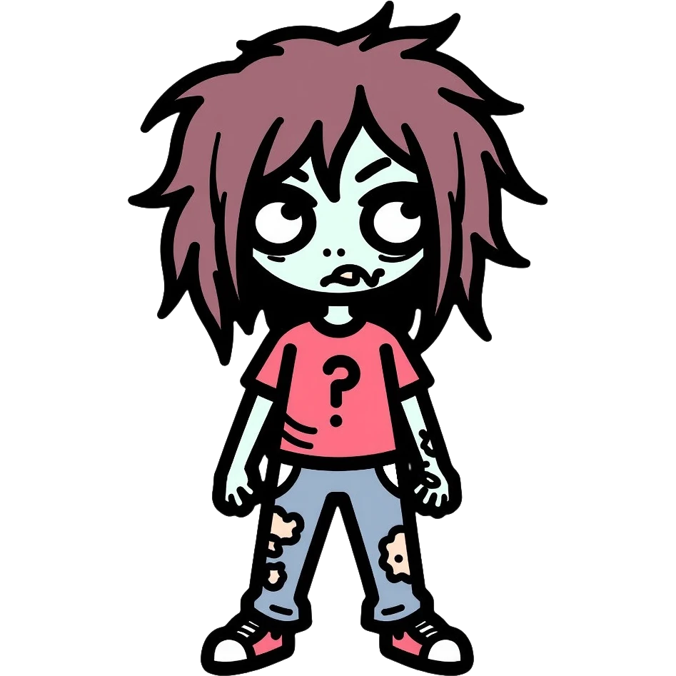 zombie girl with messy hair, pale skin, and torn clothes emoji