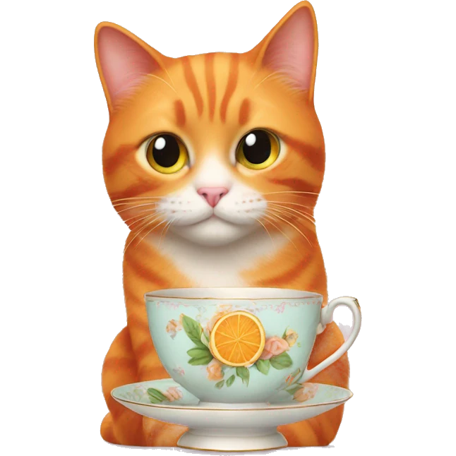 Orange cat at tea party emoji
