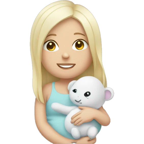 little white girl with baby son plushy emoji