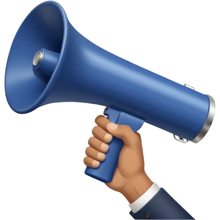 megaphone with male hand, collage style emoji