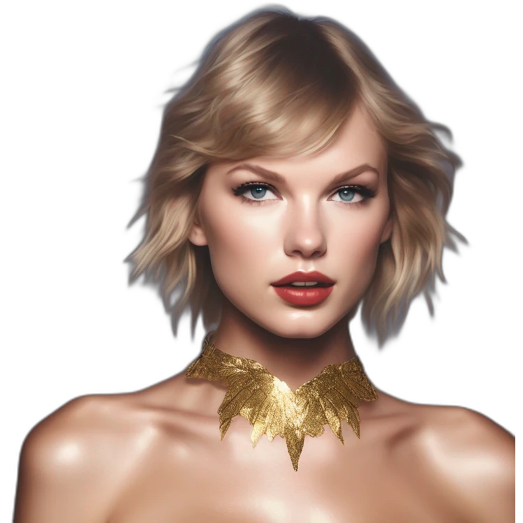 Taylor Swift, david bellemere, Bare belly, Wings, Choker, Bathed in shadows, FOV 90 degrees, short lighting, L USM, Cold Colors, gilded technique, extremely hyper aesthetic, absurdres emoji