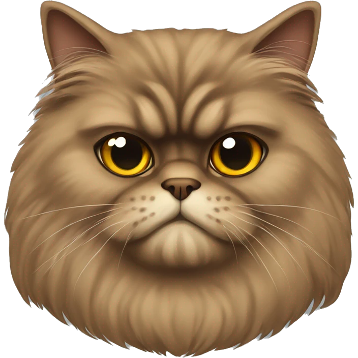 Brown Persian Cat with grumpy face emoji