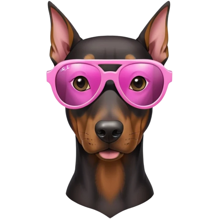 doberman with pink rayban sunglasses emoji