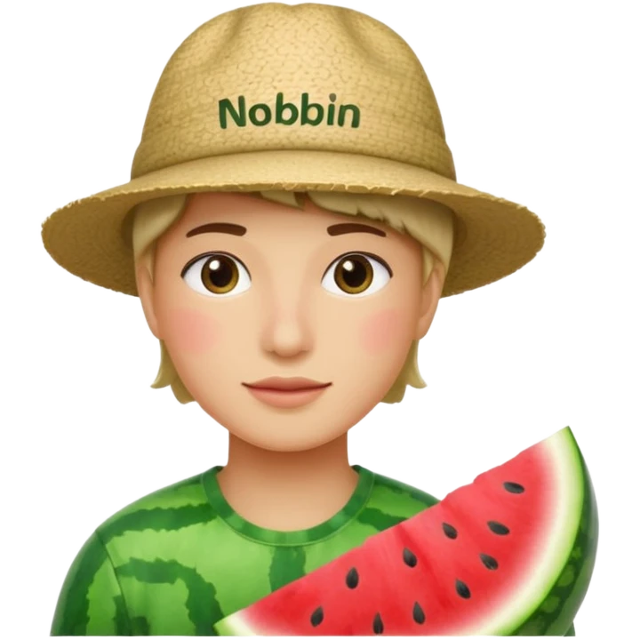 Noob hat watermelon text noobini watermeloni emoji
